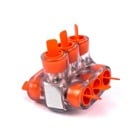 Aluminum Multi-Tap Encapsulated Cable Blocks, Two-Way Configuration, Wire Range 4-14 Str, Screw Size Slotted, Length 1.63 Inches, Width 1.50 Inches, Height 1.25 Inches, Outlets 3, Clear Insulation