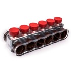 Aluminum Multi-Tap Encapsulated Cable Blocks, Two-Way Configuration, Wire Range 750-1/0, Hex Size 3/8 Inch, Length 10.03 Inches, Width 3.13 Inches, Height 2.38 Inches, Outlets 7, Clear Insulation