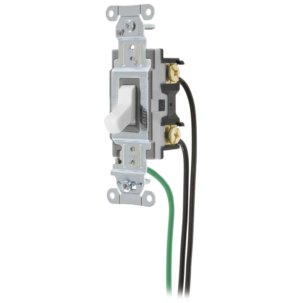 CSL115W 2-Position Specification/Commercial Grade Standard Toggle Switch With 8 in 12 AWG THHN Cable, 120 to 277 VAC, 15 A, 4155 W Power Rating, 2-Position Contact