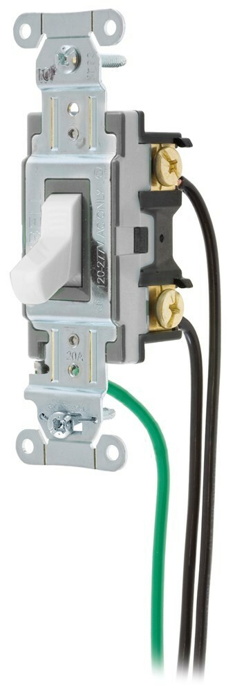 CSL420W 4-Way 2-Position Specification/Commercial Grade Standard Toggle Switch With 8 in 12 AWG THHN Cable, 120 to 277 VAC, 20 A, 5540 W Power Rating, 2-Position Contact
