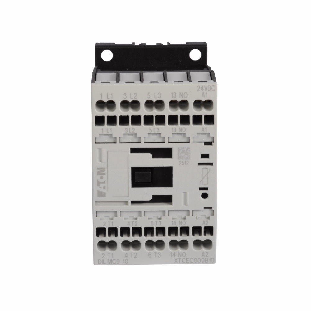 Eaton XT IEC mini contactor, 9A, 24 Vdc, 1NO, 9A, Frame B, 44 mm, 0.5, 1.5/ 3, 3, 5, 7.5 (1/3PH @120, 240/208, 240, 480, 575 V), Three-pole, Non-reversing, XT IEC series, Spring cage terminals, Full voltage non-reversing contactor, 4 kW