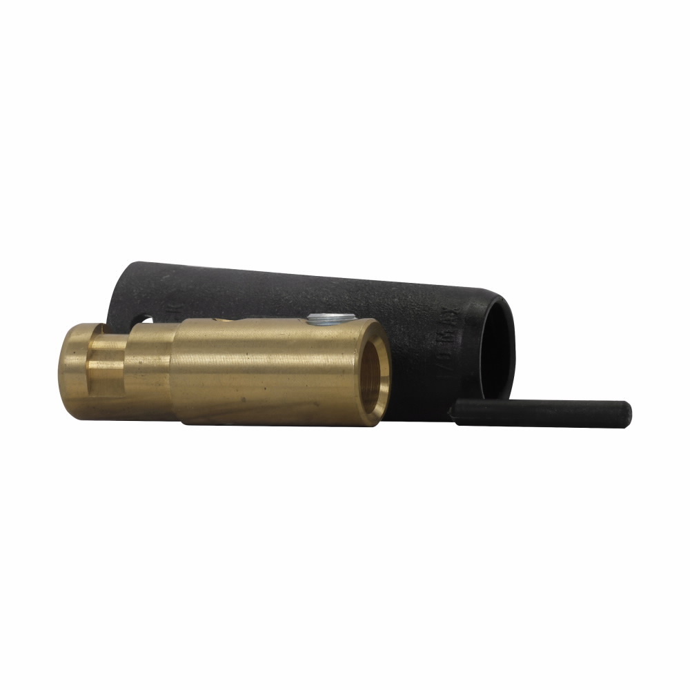 Eaton Crouse-Hinds series Cam-Lok F Series E1012 plug, Up to 315A continuous, 550A intermittent, 3/0-4/0 AWG, Red, Set screw, Brass contacts, Female, Reinforced thermoplastic, 120 Vac