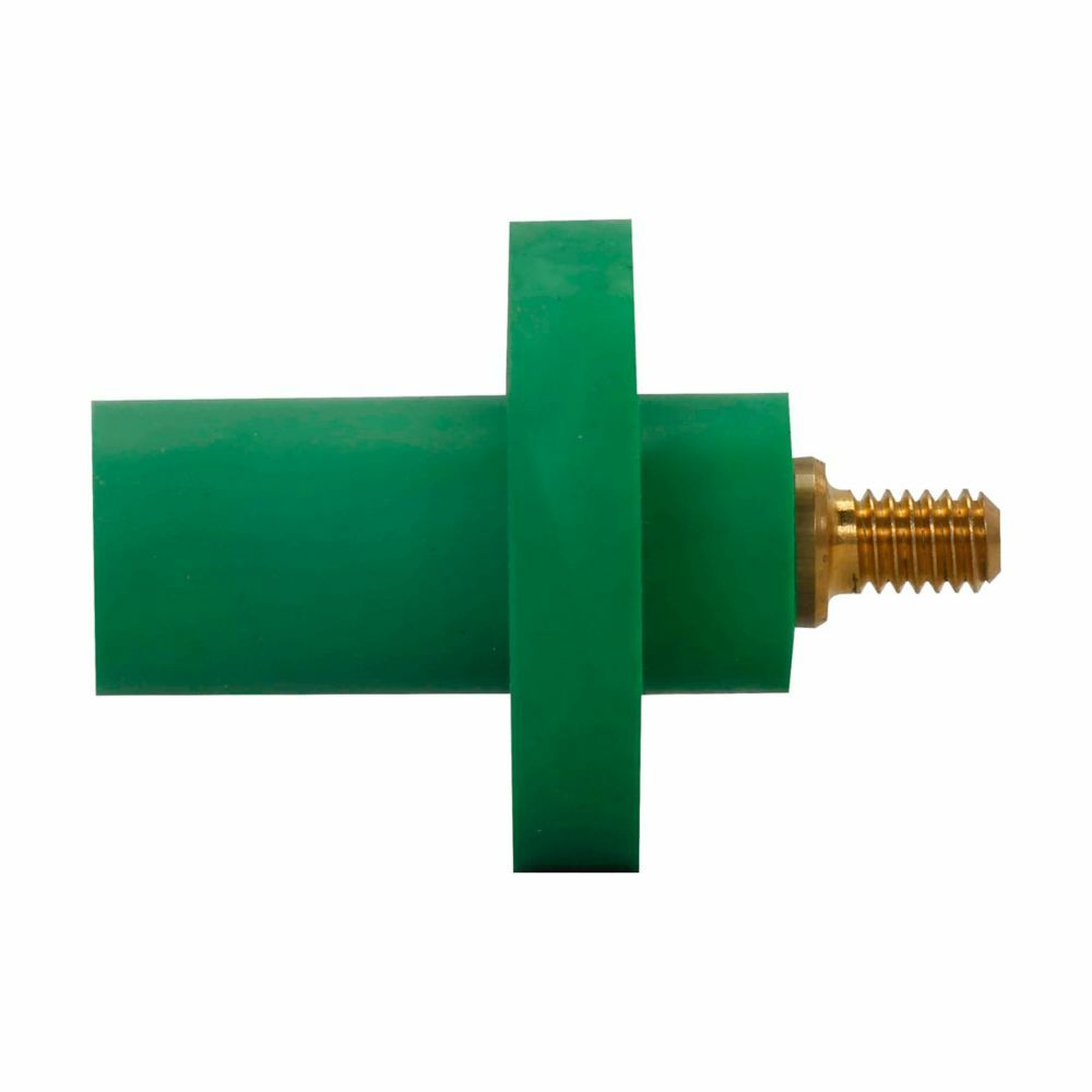 Eaton Crouse-Hinds series Cam-Lok J Series E1015 threaded stud receptacle, Up to 150A continuous, #8-#4 AWG, White, Male, Thermoplastic elastomer (TPE), 5/16" stud size, 600 Vac/dc