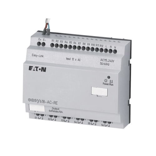 Eaton easy Programmable Relays, 18 I/O expansion, 12 at 110-240 Vac input, 6 relay output