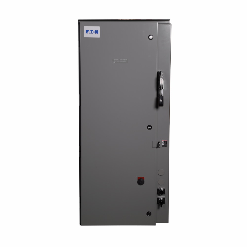 Eaton Freedom Industrial Pump Panel, Fusible disconnect, NEMA 3R Painted steel enclosure, 460V/60 Hz, 440V/50 Hz coil, 400A/600V Type R fuse clip, 60-300A solid-state electronic overload relay, NEMA size 5 frame