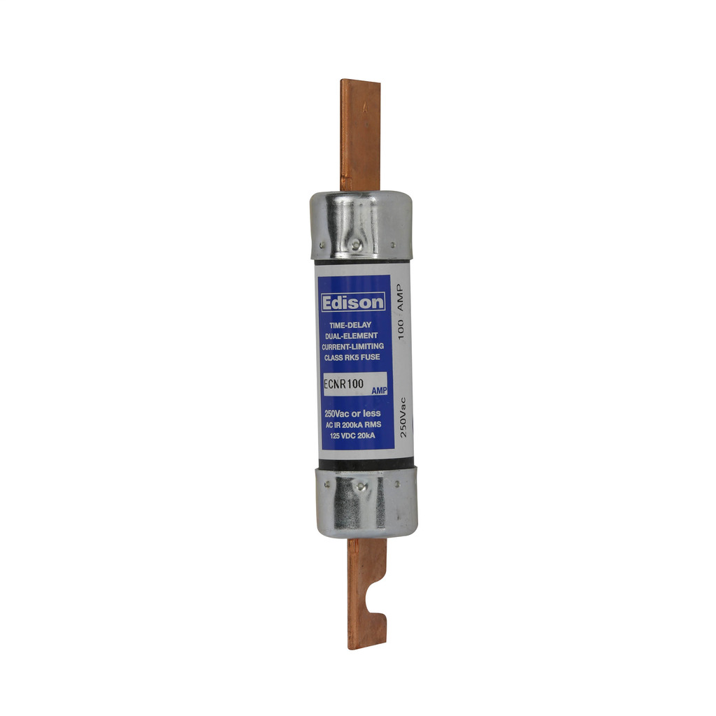 Eaton Edison ECNR fuse, Time-delay current-limiting fuse, Superior overload and cycling capabilities, 80 A, Dual, Class RK5, Non-indicating, Blade end x blade end, 10 sec at 500%, 200 kAIC, Standard, 250 V, 125 Vdc