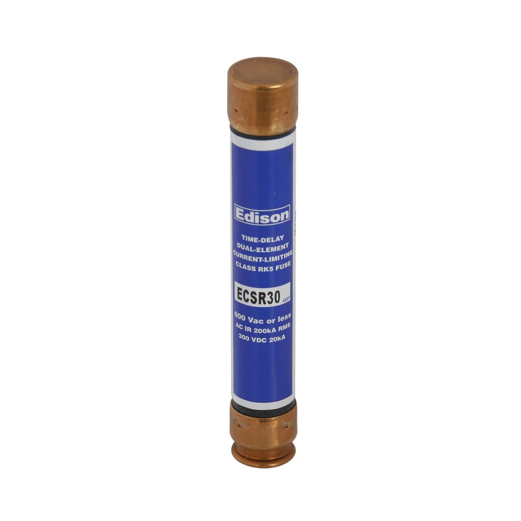 Eaton Edison ECSR fuse, Time-delay current-limiting fuse, Superior overload and cycling capabilities, 25 A, Dual, Class RK5, Non-indicating, Ferrule end x ferrule end, 10 sec at 500%, 200 kAIC, Standard, 600 V