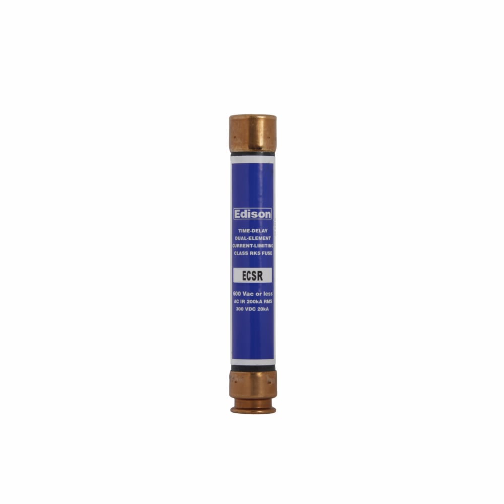 Eaton Edison ECSR fuse, Time-delay current-limiting fuse, Superior overload and cycling capabilities, 8 A, Dual, Class RK5, Non-indicating, Ferrule end x ferrule end, 10 sec at 500%, 200 kAIC, Standard, 600 V