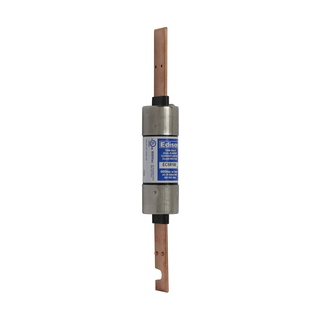 Eaton Edison ECSR fuse, Time-delay current-limiting fuse, Superior overload and cycling capabilities, 90 A, Dual, Class RK5, Non-indicating, Blade end x blade end, 10 sec at 500%, 200 kAIC, Standard, 600 V