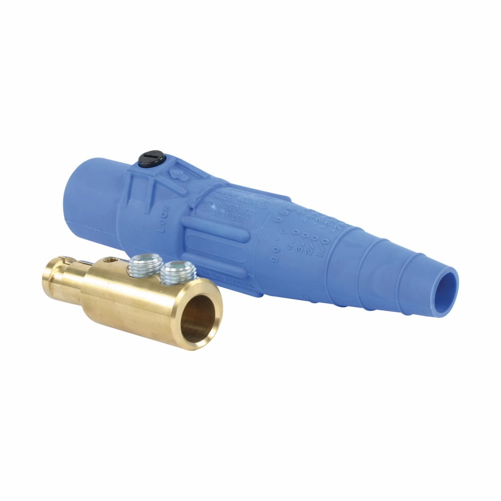 Eaton Crouse-Hinds series Cam-Lok J Series E-Z1016 plug, Up to 400A continuous, 2/0-4/0 AWG, Red, Double set screw, Brass contacts, Male, Thermoplastic elastomer (TPE), Non-vulcanized, 600 Vac/dc