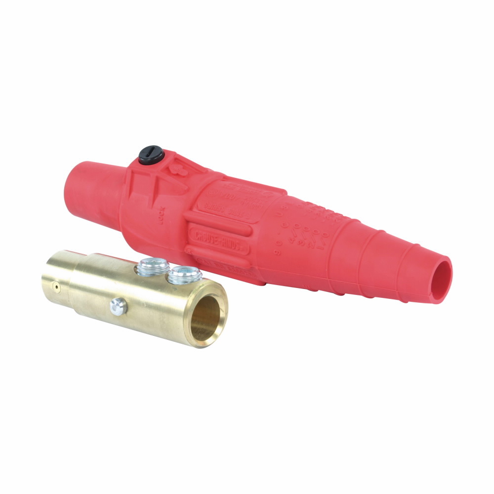 Eaton Crouse-Hinds series Cam-Lok J Series E-Z1016 plug, Up to 400A continuous, 2/0-4/0 AWG, Brown, Double set screw, Brass contacts, Female, Thermoplastic elastomer (TPE), Non-vulcanized, 600 Vac/dc