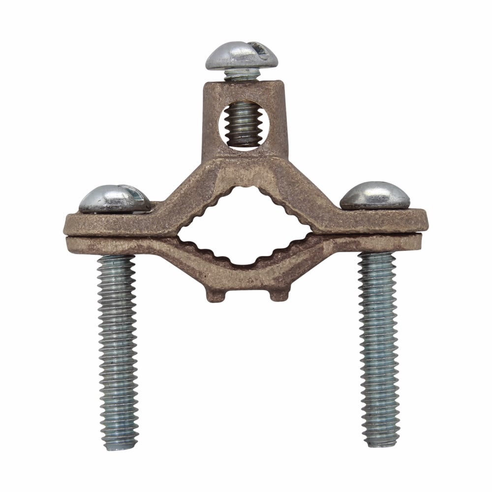 Eaton Crouse-Hinds series ground clamp, 1-1/4"-2" clamping range, Copper alloy, Bare wire