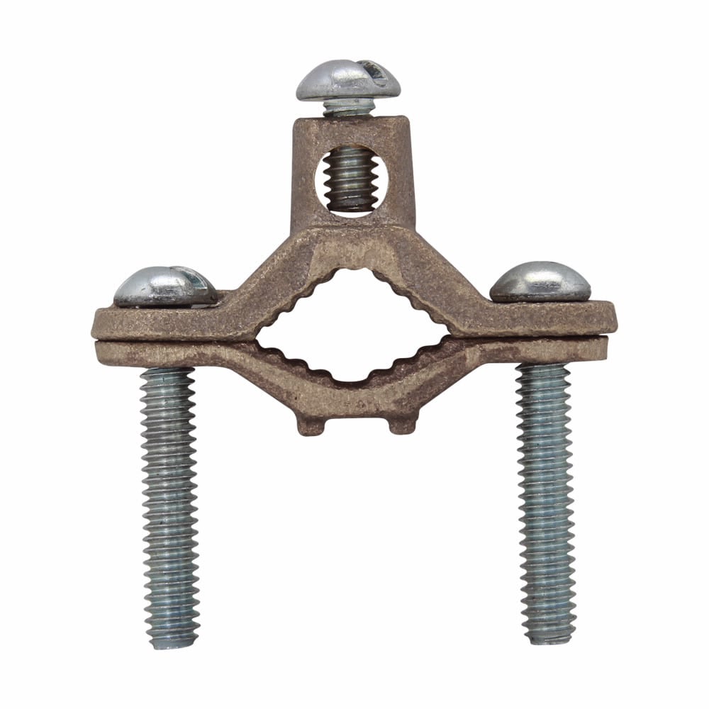 Eaton Crouse-Hinds series ground clamp, 2-1/2"-4" clamping range, Copper alloy, Bare wire