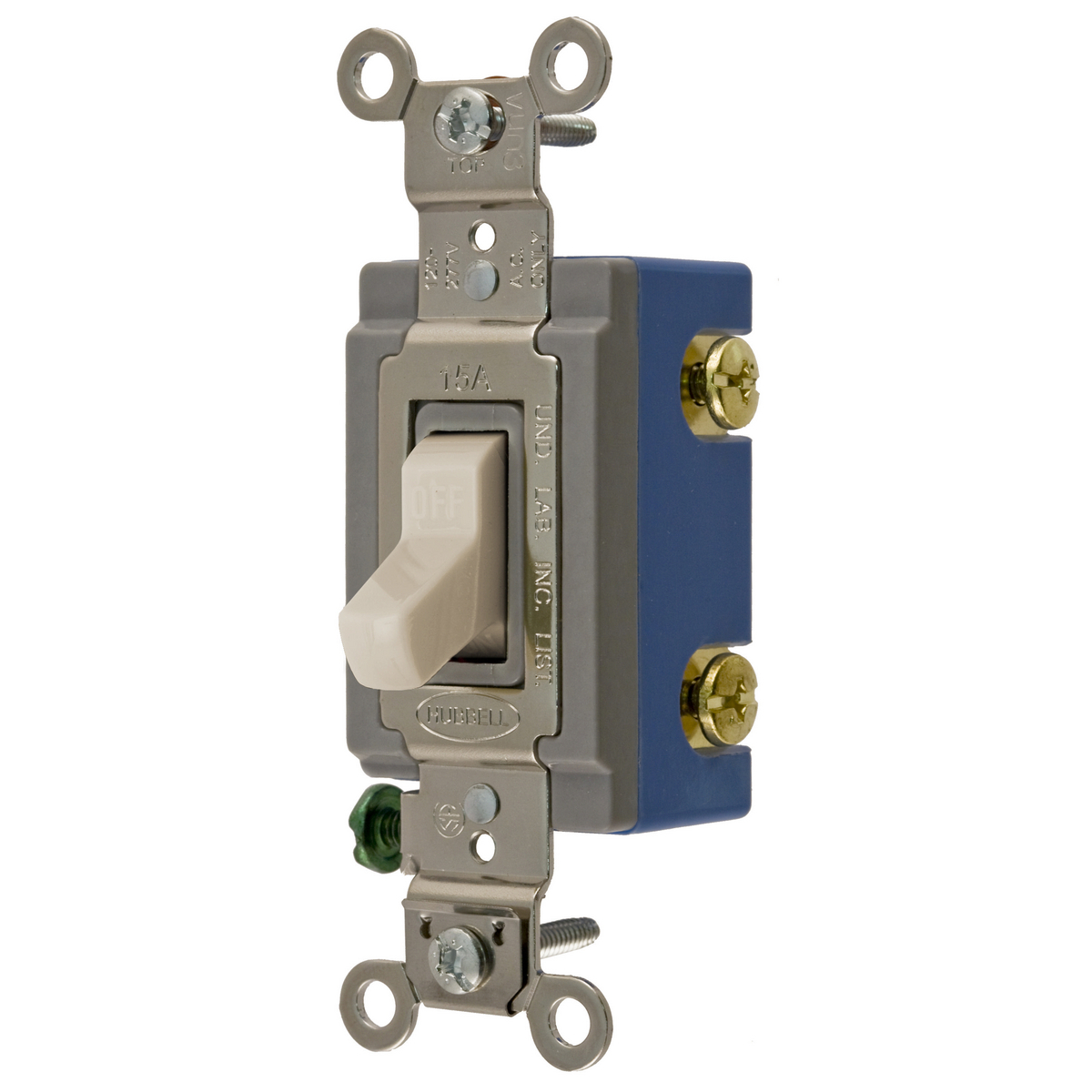 HBL1201LA HBL 2-Position Extra Heavy Duty Industrial Grade Standard Toggle Switch, 120 to 277 VAC, 15 A, 4155 W Power Rating, 2-Position Contact