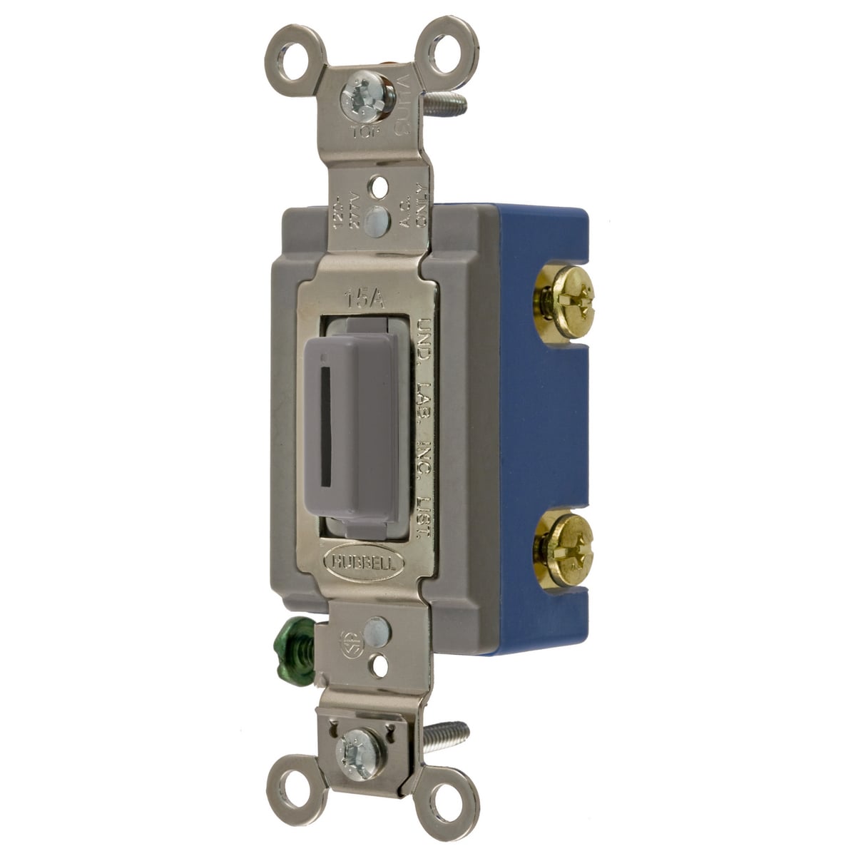 Switches and Lighting Controls,Extra Heavy Duty Industrial Grade, Locking Toggle Switches, General Purpose AC, Single Pole, 15A 120/277V AC, Back and Side Wired, Gray Key Guide