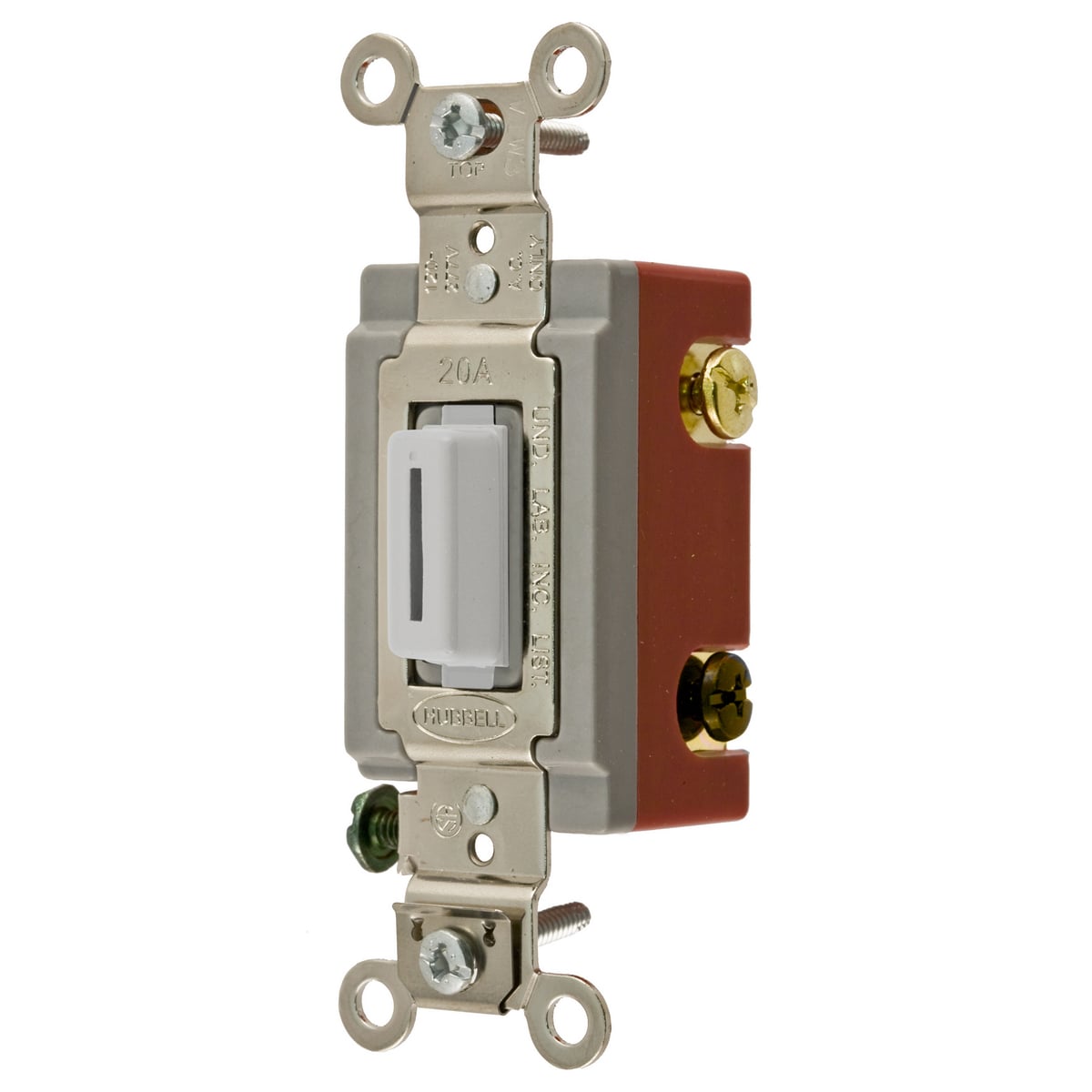 Switches and Lighting Controls,Extra Heavy Duty Industrial Grade, Locking Toggle Switches, General Purpose AC, Four Way, 20A 120/277V AC, Back and Side Wired, White Key Guide