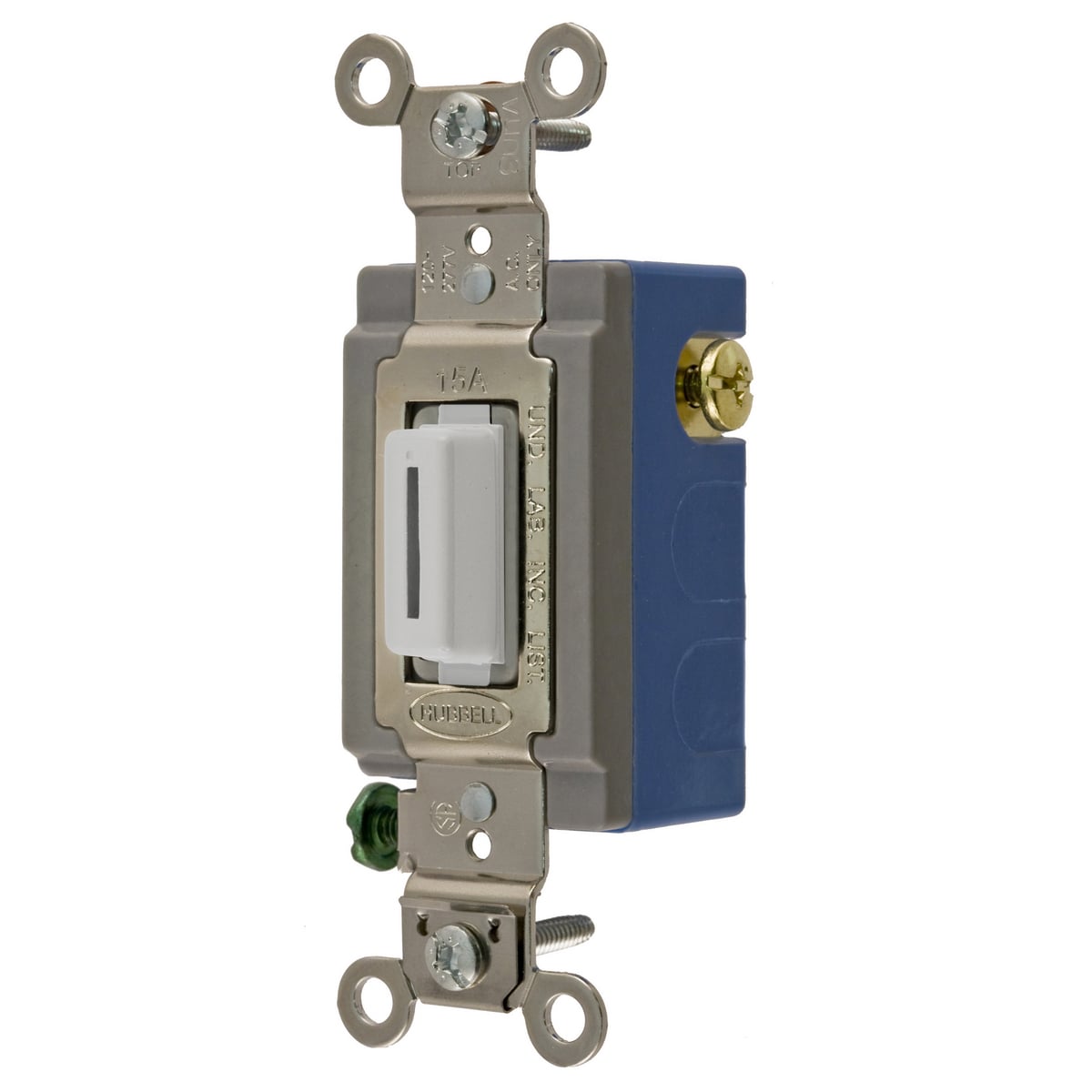 Switches and Lighting Controls, Industrial Grade, Locking Switches, General Purpose AC, Momentary Single Pole Double Throw Center Off , 15A 120/277V AC, Terminal Screws White Key Guide