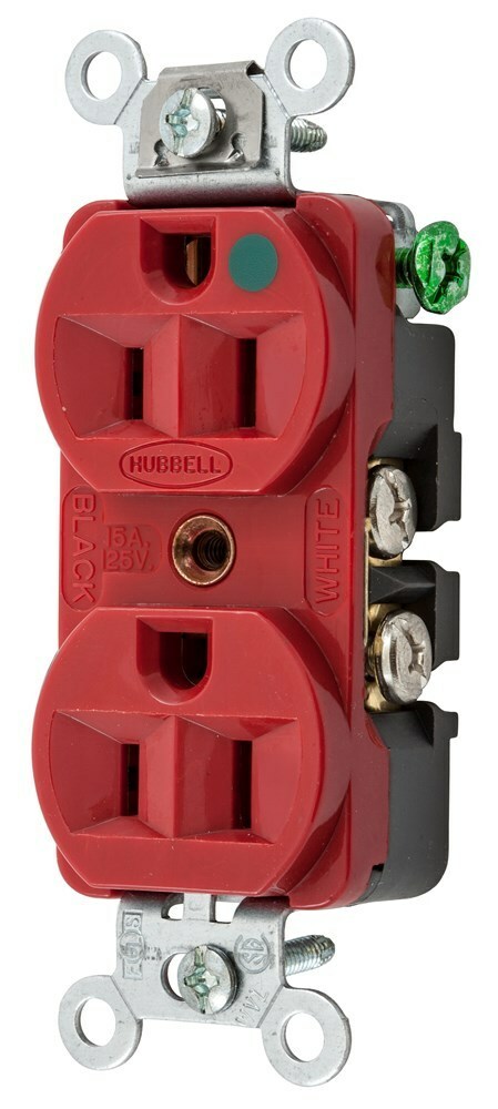 DUP RCPT, COM/HG, 15A 125V, 5-15R, RD
