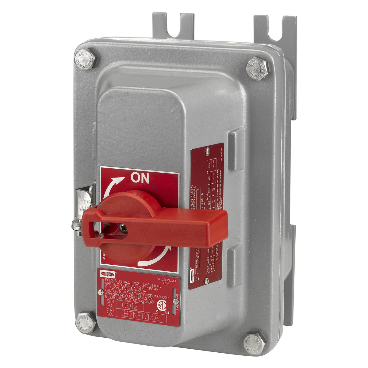 Disconnect Switches, Non Fused, Hazardous Location, 30A 600V AC, 3-Pole with Aux Contact