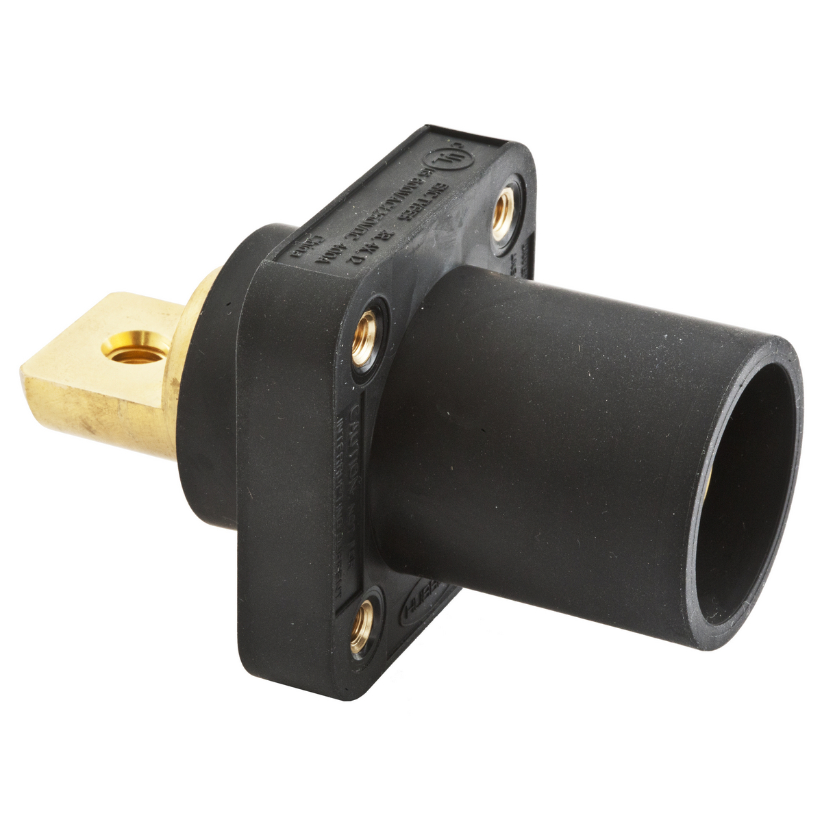 Heavy Duty Products, Single Pole Devices, Industrial Grade, Male Bus Receptacle, 300/400A 600V AC/DC, Single Conductor, Black
