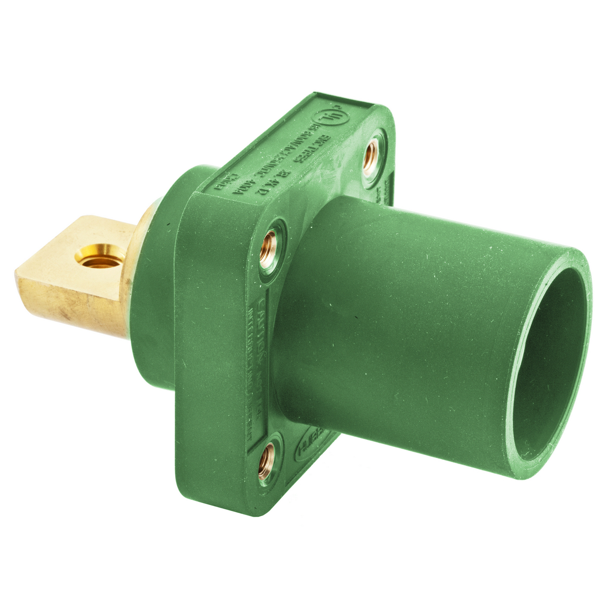 Heavy Duty Products, Single Pole Devices, Industrial Grade, Male Bus Receptacle, 300/400A 600V AC/DC, Single Conductor, Green
