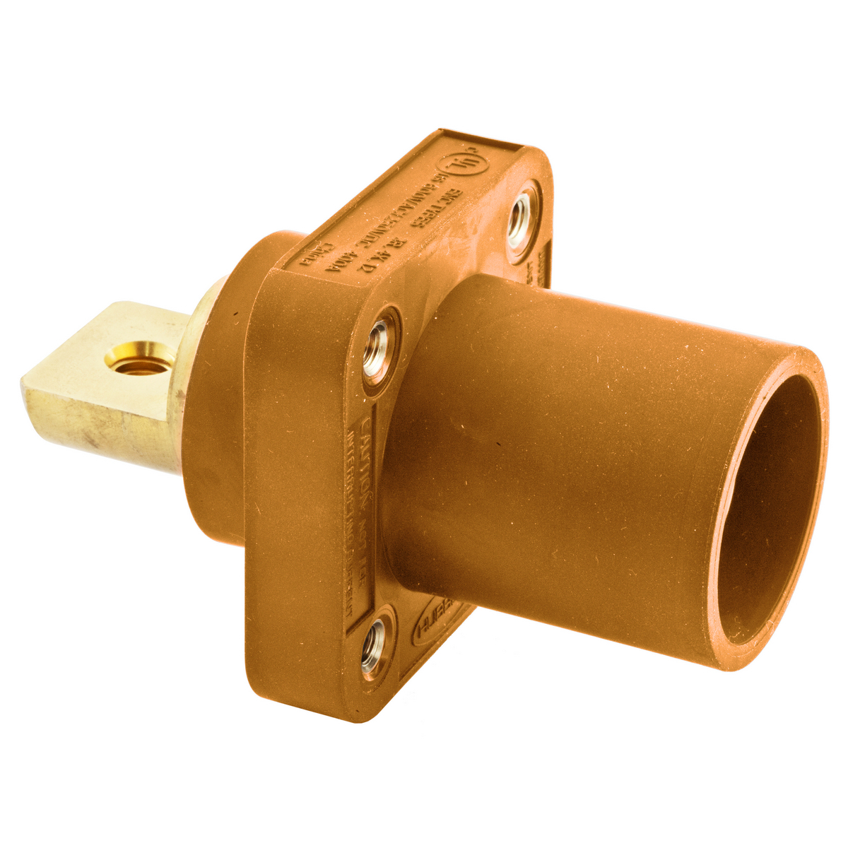 Heavy Duty Products, Single Pole Devices, Industrial Grade, Male Bus Receptacle, 300/400A 600V AC/DC, Single Conductor, Orange