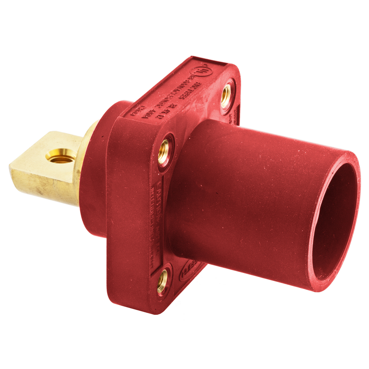 Heavy Duty Products, Single Pole Devices, Industrial Grade, Male Bus Receptacle, 300/400A 600V AC/DC, Single Conductor, Red