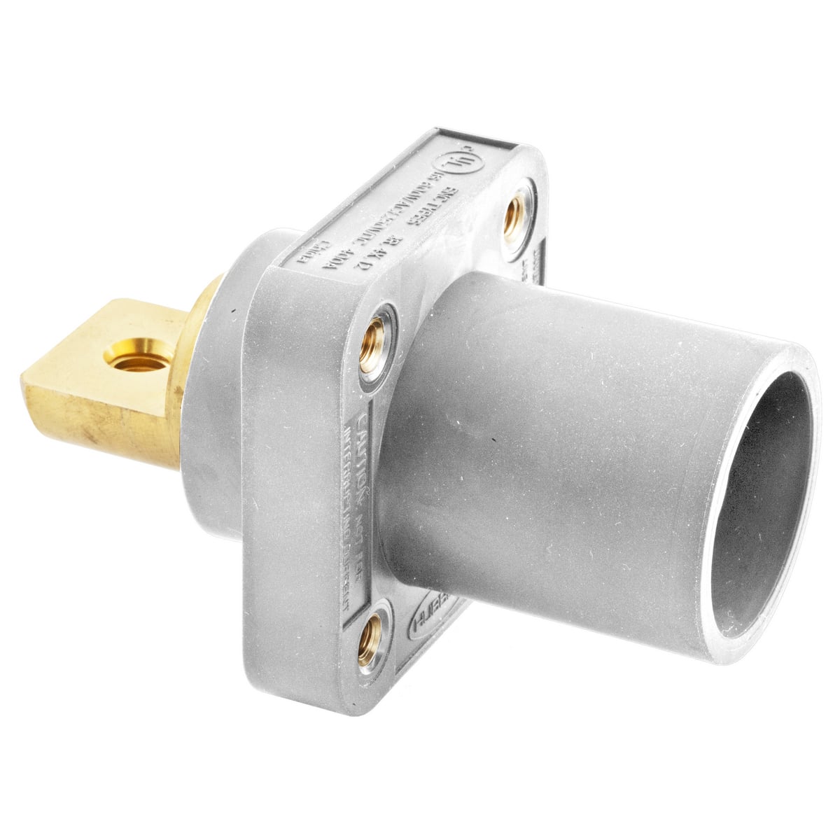 Heavy Duty Products, Single Pole Devices, Industrial Grade, Male Bus Receptacle, 300/400A 600V AC/DC, Single Conductor, White