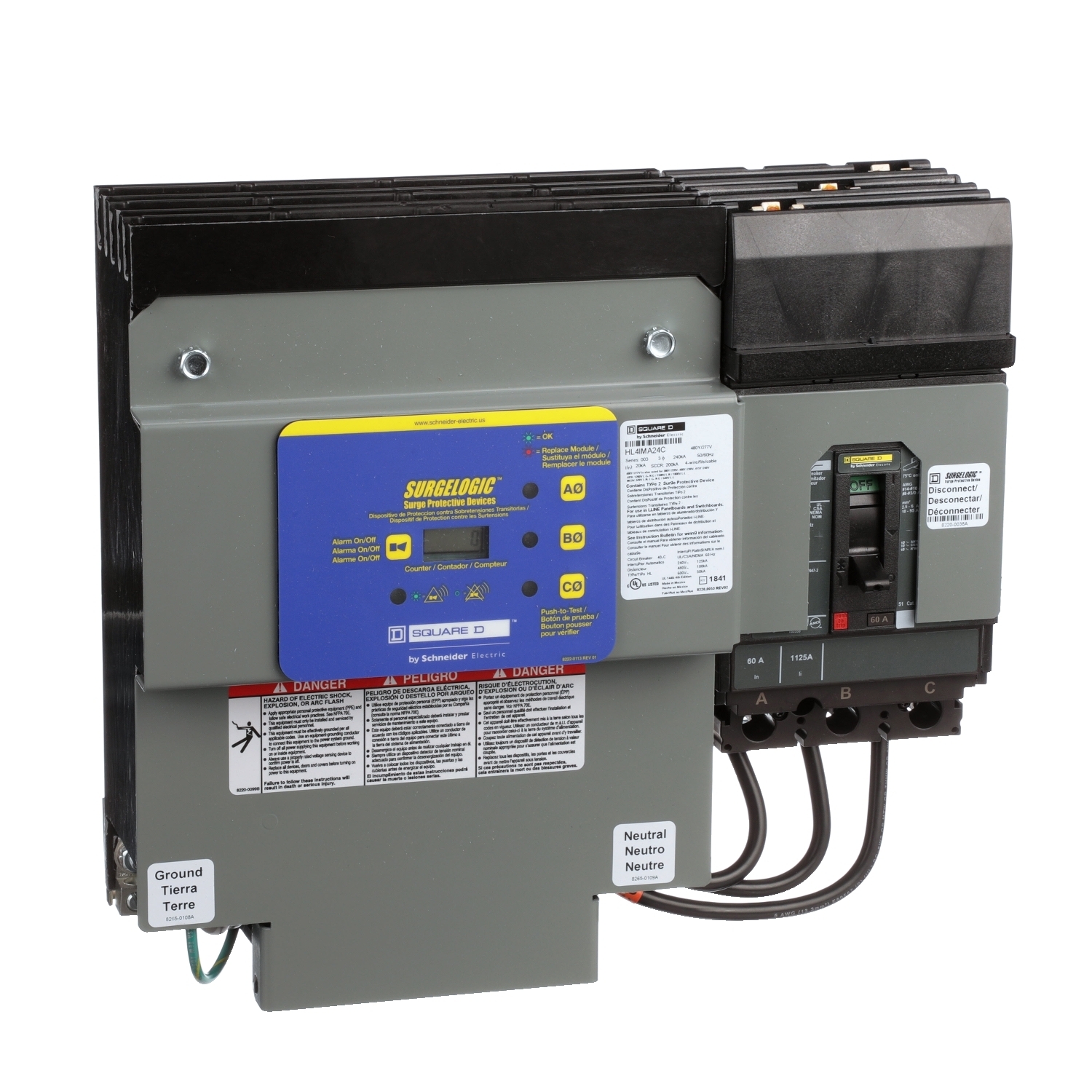 Surge protection device, Surgelogic, HL, 120kA, 120/240 VAC, 1 phase, 3 wire, SPD type 2