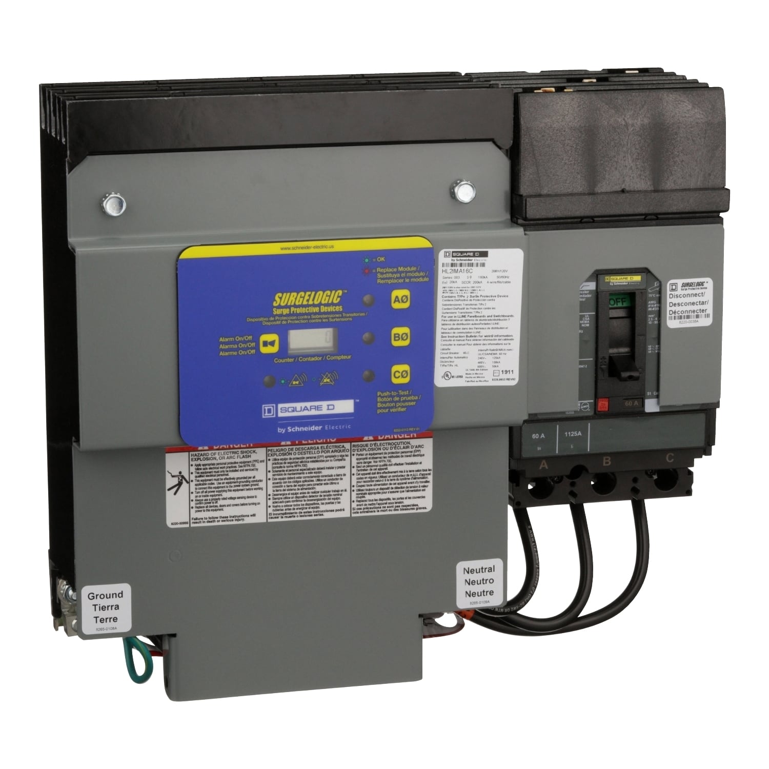 Surge protection device, Surgelogic, HL, 160kA, 208Y/120 VAC, 3 phase, 4 wire, SPD type 2