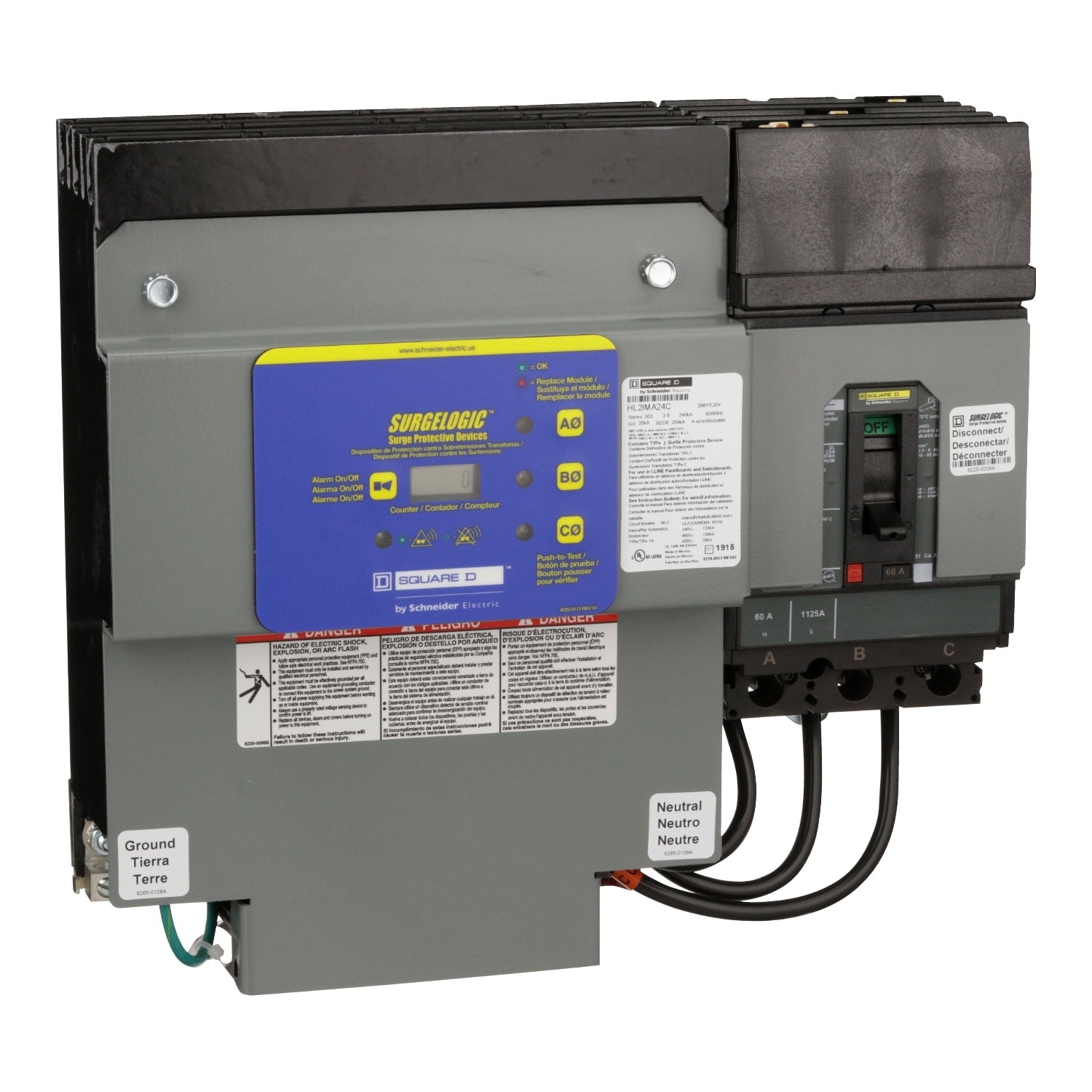 Surge protection device, Surgelogic, HL, 240kA, 208Y/120 VAC, 3 phase, 4 wire, SPD type 2