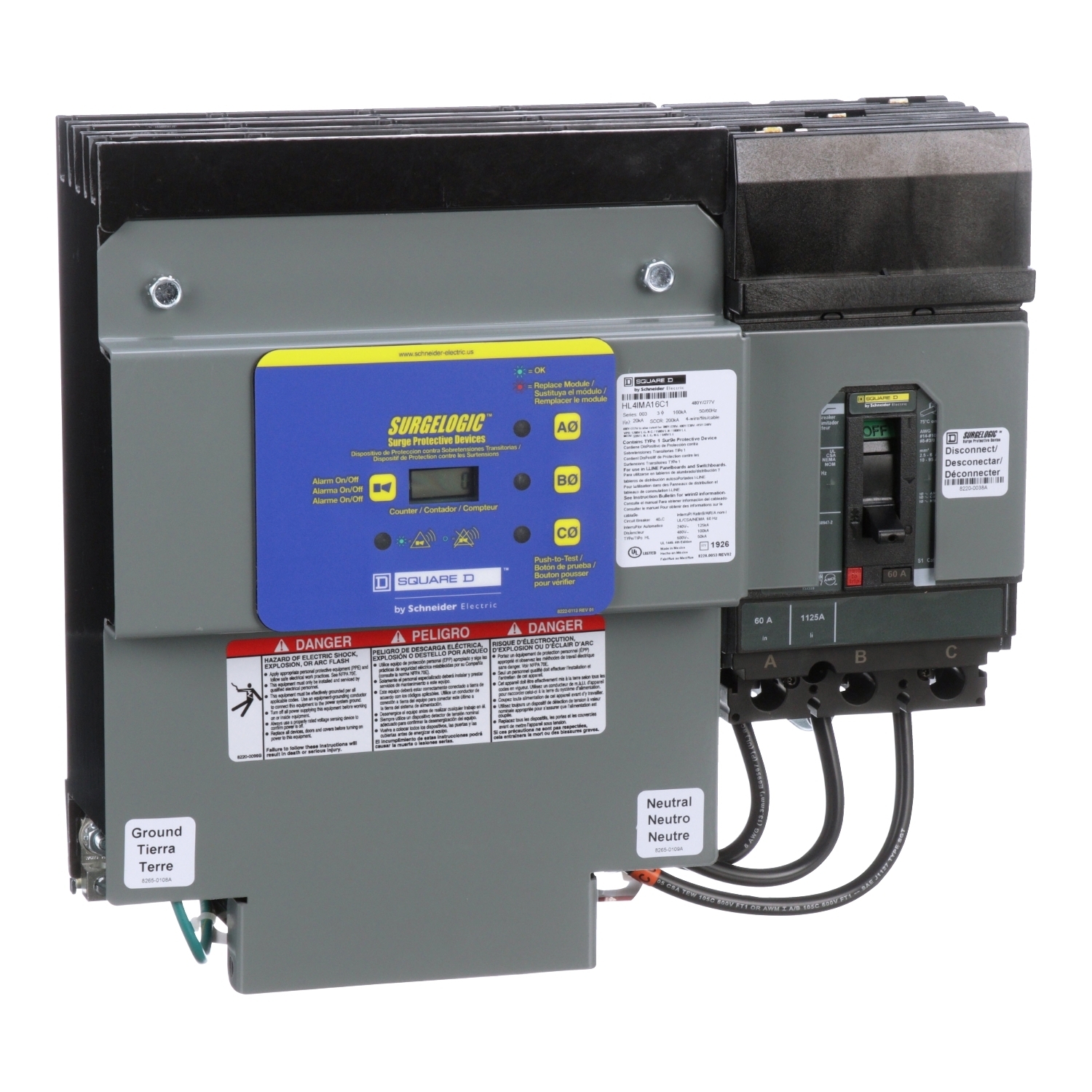 Surge protection device, Surgelogic, HL, 160kA, 480Y/277 VAC, 3 phase, 4 wire, SPD type 2