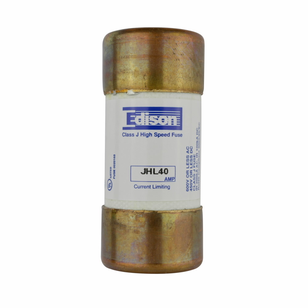 Eaton Edison JHL high speed fuse, 600 Vac, 450 Vdc, 40A, 200 kAIC, Non Indicating, Melamine tube with silver fuse element