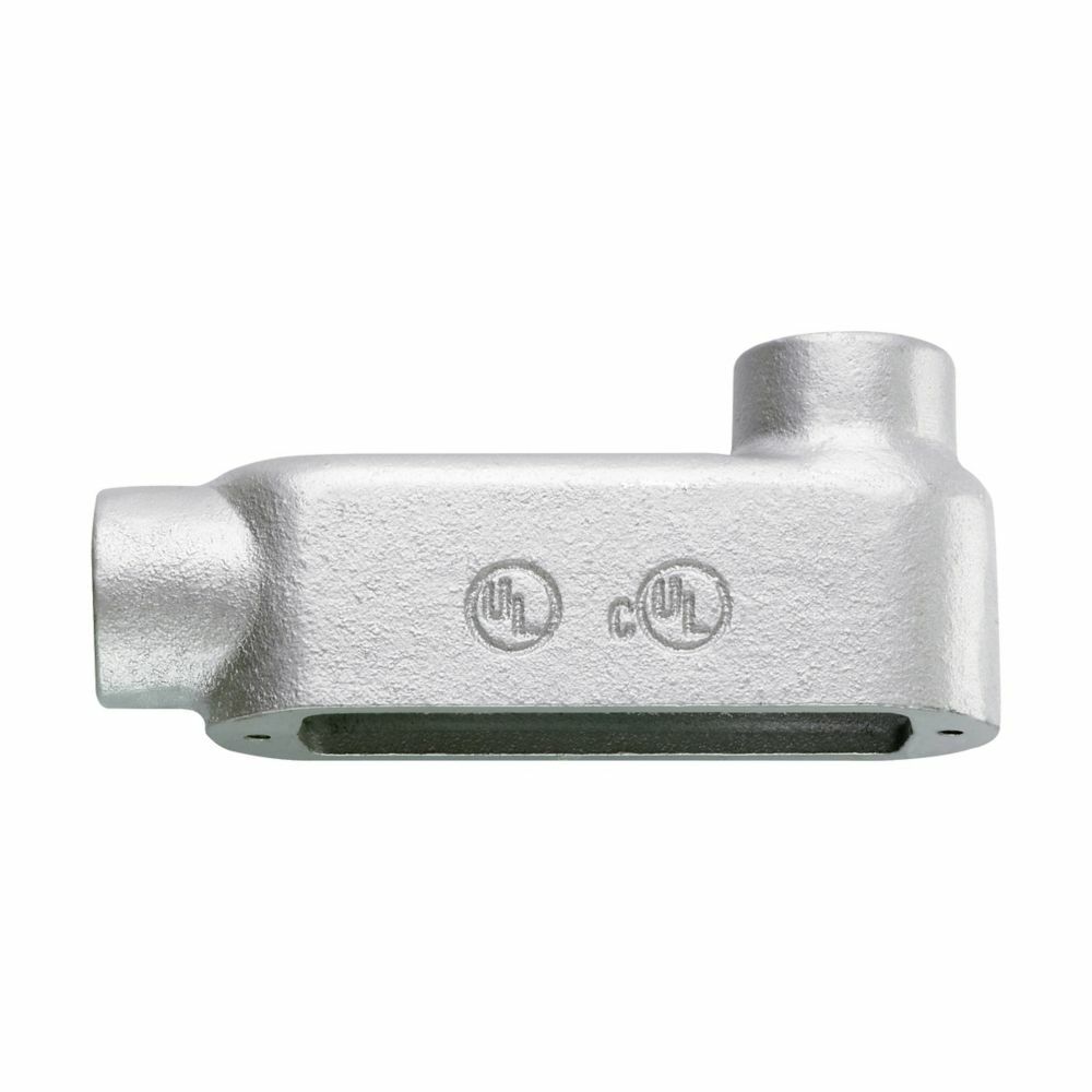 Eaton Crouse-Hinds series Condulet Form 5 conduit outlet body, Malleable iron, Hot dip galvanized finish, LB shape, Built-in rollers, 4"