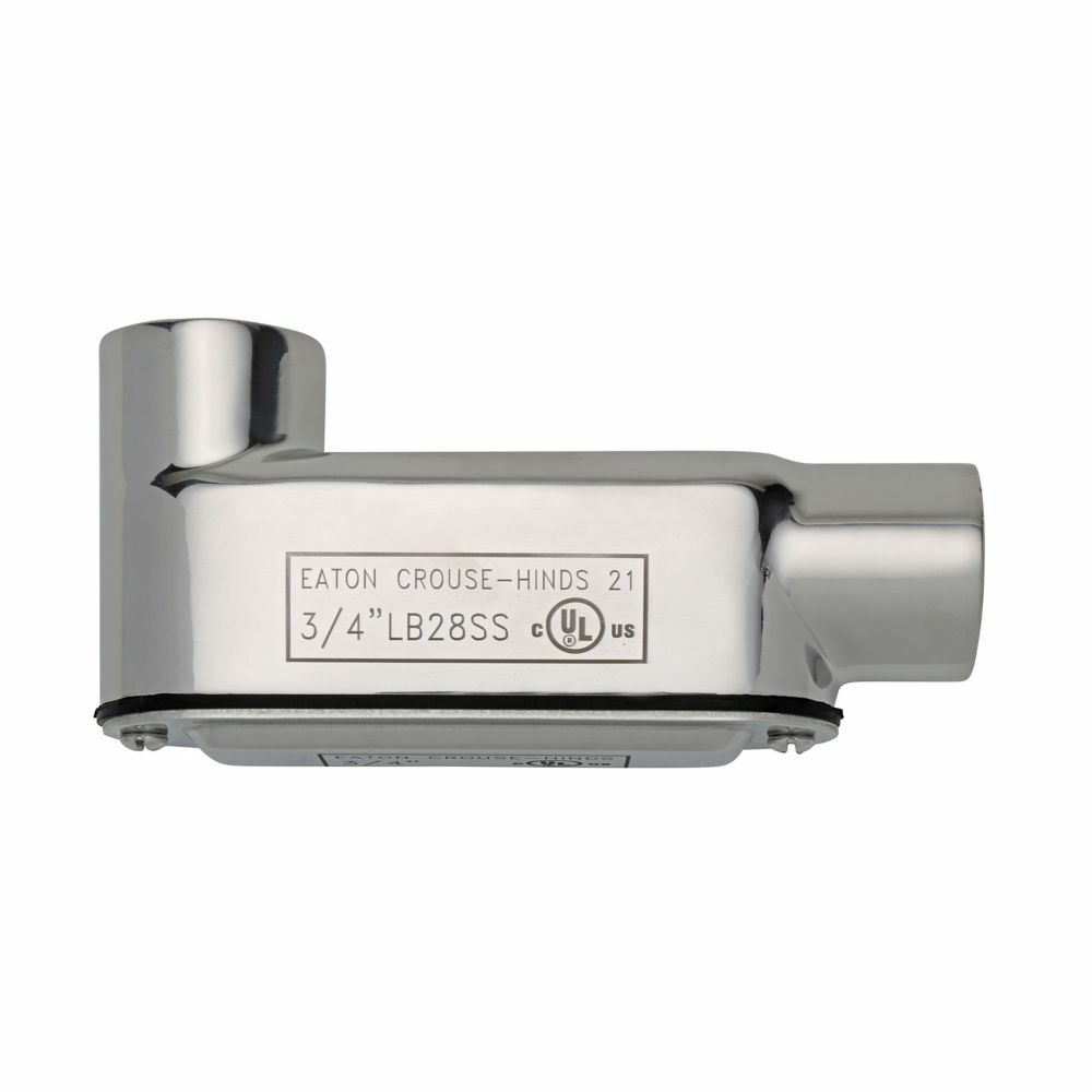 Eaton Crouse-Hinds series Condulet Form 8 conduit body, cover and gasket, Stainless steel, LB shape, 2"