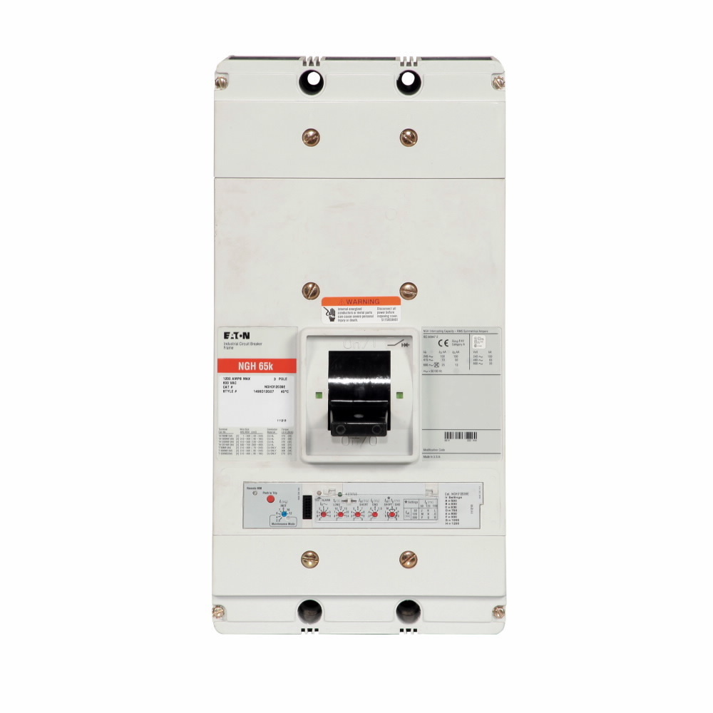 Eaton Series G electronic molded case circuit breaker, NG-frame, NG, Digitrip 310 RMS, Electronic ALSIG with maint. mode trip, Three-pole, 1200A, 480 Vac, 100 kAIC at 240 Vac, 65 kAIC at 480 Vac, Line/load, Imperial, 50/60 Hz, 80% rated