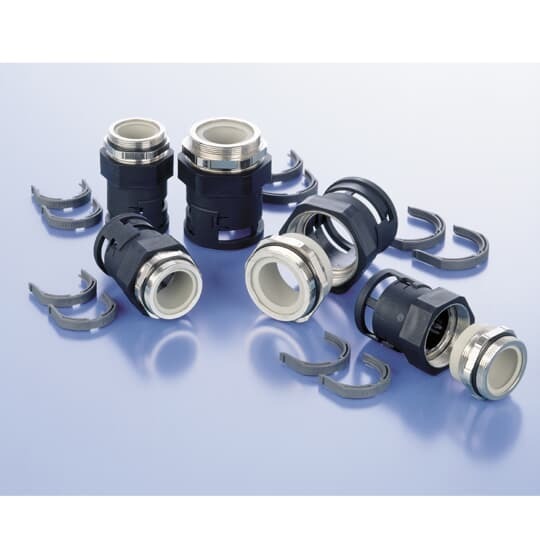 VNZ Connector Straight, Metric Metal Thread with Strain Relief IP68 - Thread M20x1.5, Conduit Size NW 17, Clamping Range 4.0-6.5, Without Sealing Insert, Color Black