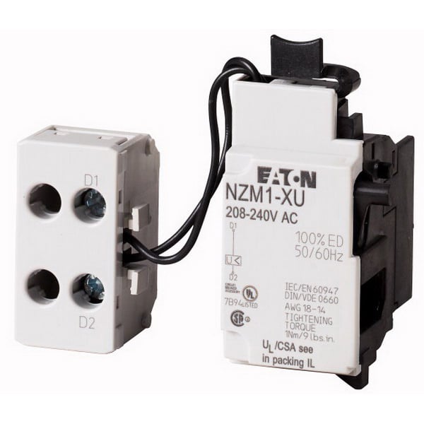 Eaton molded case circuit breaker accessory undervoltage release, Undervoltage release, 24 Vdc, NZM1, Frame J-K, Series NZM, 24 Vdc