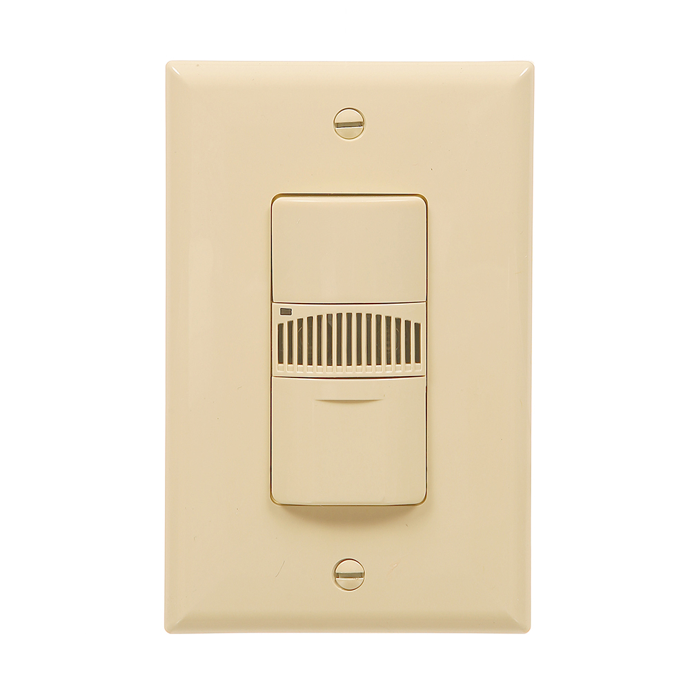 Eaton occupancy sensor switch, Dual tech motion, Flush, 120/277V, Wire lead, Ivory, Inc, MLV, ELV, Flr, halo, Elec mtr lds, 1-pole, 3-way, 1-ph, 1000 sq ft, 2-rly, 800W (Inc/hal @120V), 1200W (Flr @120V), 2200W (Flr @277V) 717352