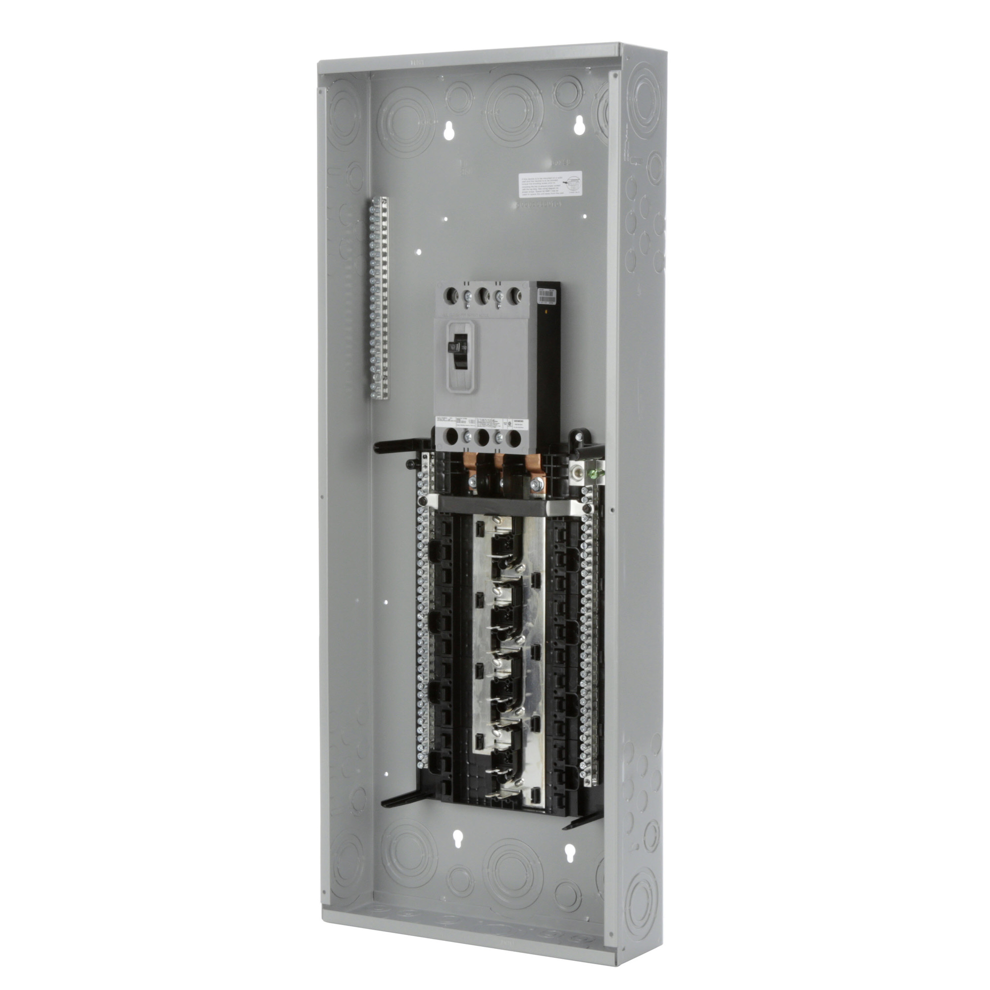  LOW VOLTAGE PL SERIES LOAD CENTER. FACTORY INSTALLED MAIN BREAKER WITH 24 1-INCH SPACES ALLOWING MAX 42 CIRCUITS. 3-PHASE 4-WIRE SYSTEM RATED 120/240V OR 120/208V (150A) 22KA INTERRUPT. SPECIAL FEATURES COPPER BUS, INTERCHANGEABLE MAIN, GRAY TRIM, NEMA TYPE1 ENCLOSURE FOR INDOOR USE.