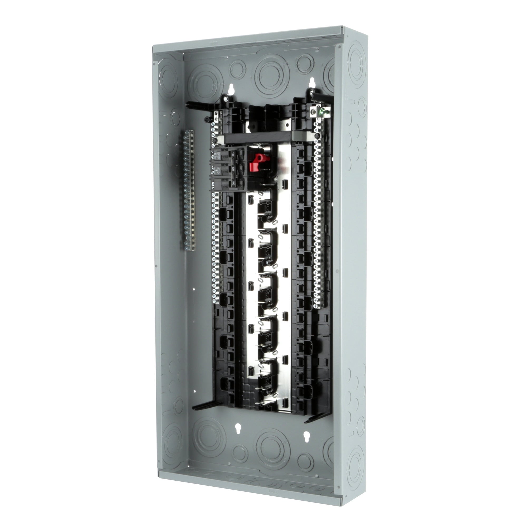  LOW VOLTAGE PL SERIES LOAD CENTER. FACTORY INSTALLED MAIN BREAKER WITH 30 1-INCH SPACES ALLOWING MAX 42 CIRCUITS. 3-PHASE 4-WIRE SYSTEM RATED 120/240V OR 120/208V (100A) 22KA INTERRUPT. SPECIAL FEATURES COPPER BUS, INTERCHANGEABLE MAIN, GRAY TRIM, NEMA TYPE1 ENCLOSURE FOR INDOOR USE.