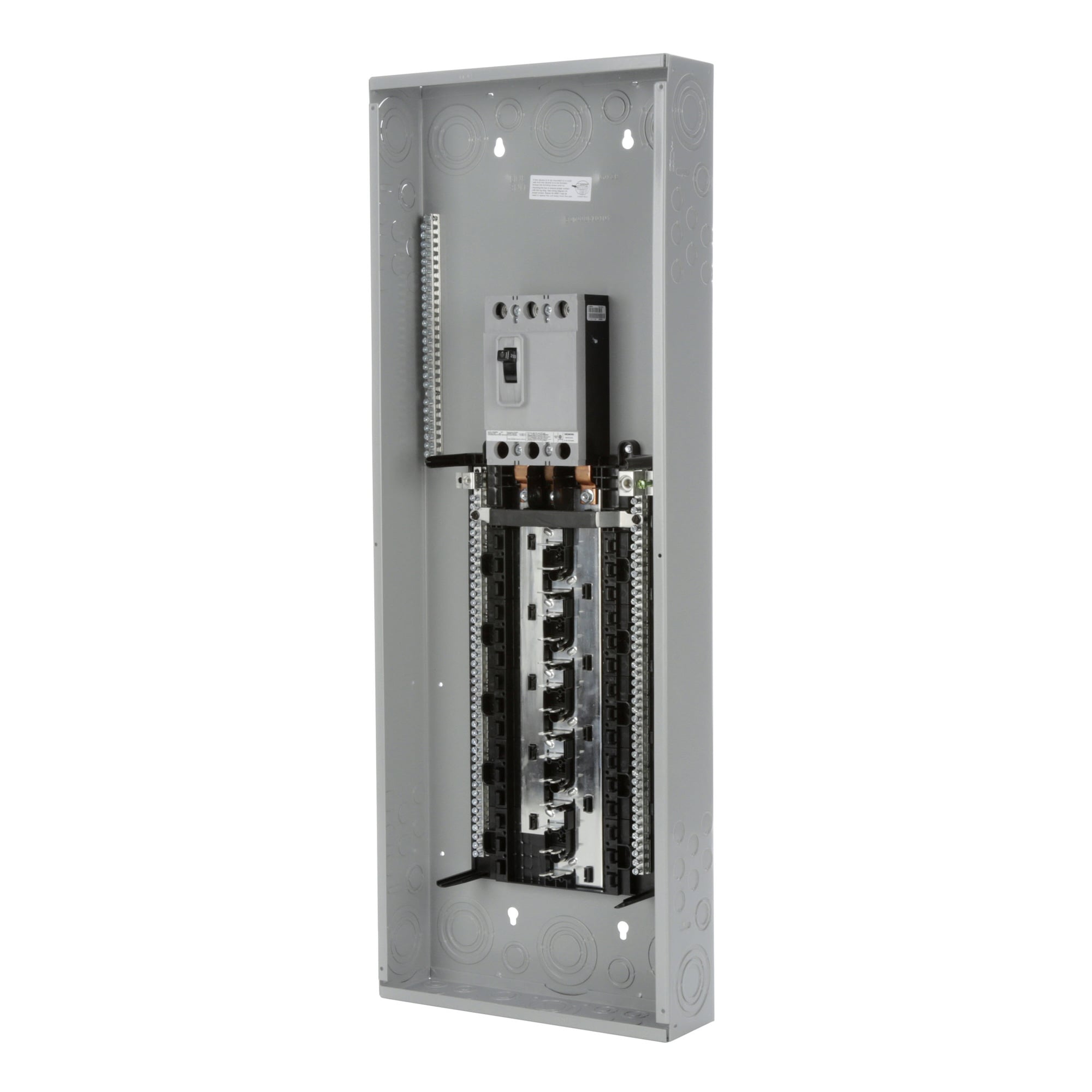  LOW VOLTAGE PL SERIES LOAD CENTER. FACTORY INSTALLED MAIN BREAKER WITH 30 1-INCH SPACES ALLOWING MAX 54 CIRCUITS. 3-PHASE 4-WIRE SYSTEM RATED 120/240V OR 120/208V (200A) 22KA INTERRUPT. SPECIAL FEATURES COPPER BUS, INTERCHANGEABLE MAIN, GRAY TRIM, NEMA TYPE1 ENCLOSURE FOR INDOOR USE.