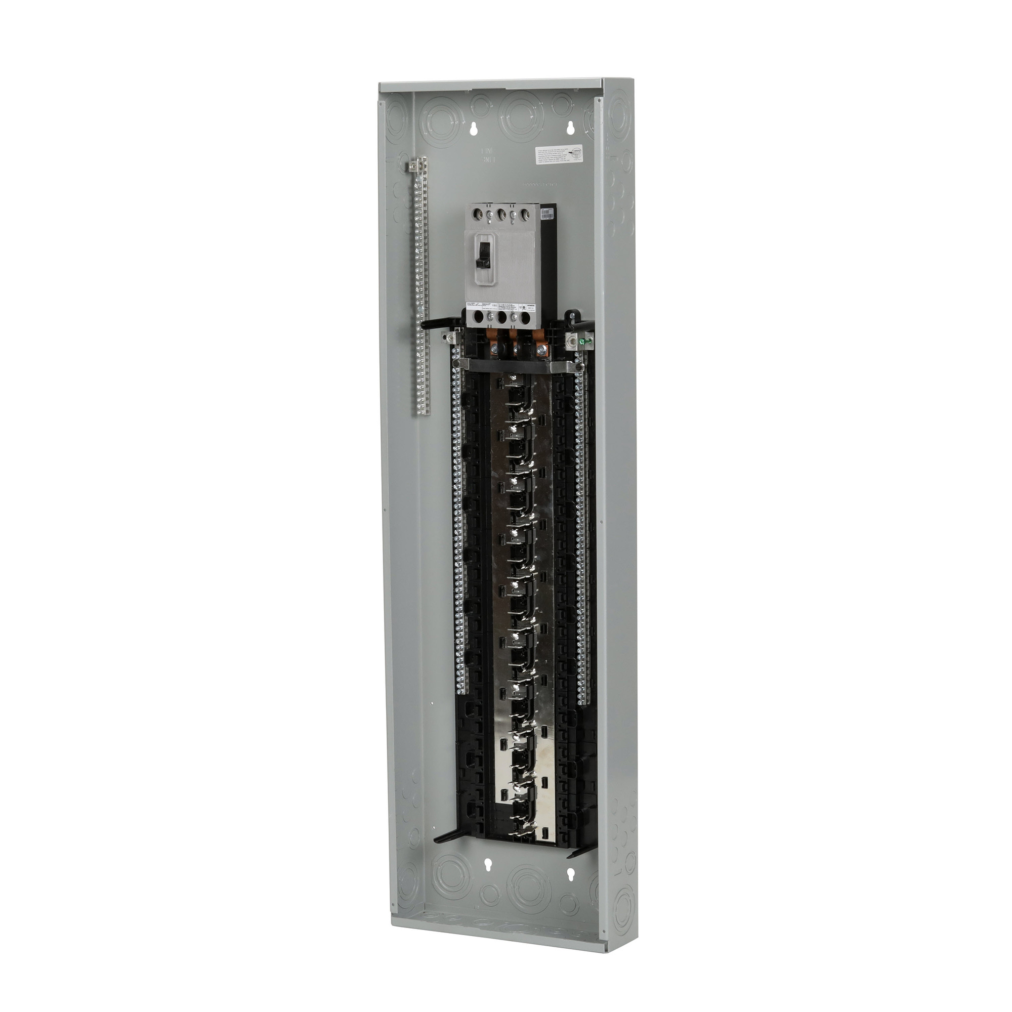  LOW VOLTAGE PL SERIES LOAD CENTER. FACTORY INSTALLED MAIN BREAKER WITH 54 1-INCH SPACES ALLOWING MAX 70 CIRCUITS. 3-PHASE 4-WIRE SYSTEM RATED 120/240V OR 120/208V (225A) 22KA INTERRUPT. SPECIAL FEATURES COPPER BUS, INTERCHANGEABLE MAIN, GRAY TRIM, NEMA TYPE1 ENCLOSURE FOR INDOOR USE.