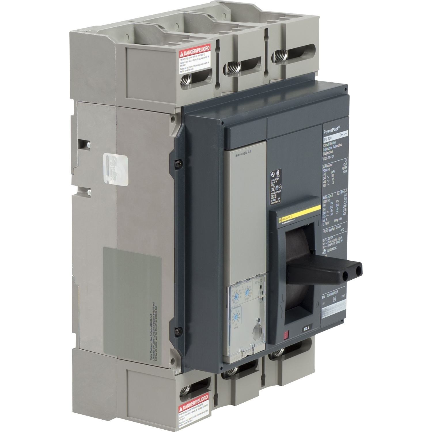 Circuit breaker, PowerPacT P, 400A,  3 pole, 600VAC, 25kA, lugs, Micrologic 3.0, 100%