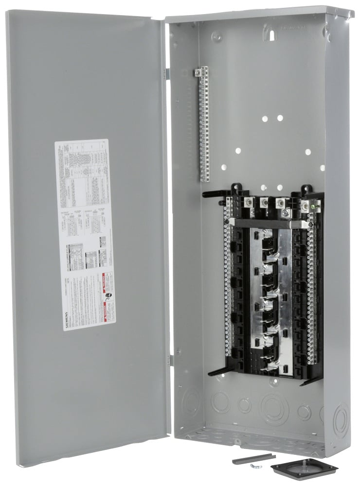  LOW VOLTAGE PL SERIES LOAD CENTER. MAIN LUG WITH 24 1-INCH SPACES ALLOWING MAX 42 CIRCUITS. 3-PHASE 4-WIRE SYSTEM RATED 120/240V OR 120/208V (200A) 100KA INTERRUPT. SPECIAL FEATURES COPPER BUS, INTERCHANGEABLE MAIN, GRAY TRIM, NEMATYPE3R ENCLOSURE FOR OUTDOOR USE.