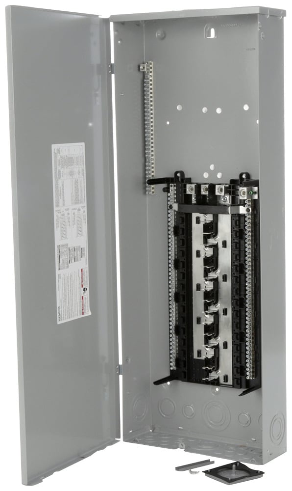  LOW VOLTAGE PL SERIES LOAD CENTER. MAIN LUG WITH 30 1-INCH SPACES ALLOWING MAX 54 CIRCUITS. 3-PHASE 4-WIRE SYSTEM RATED 120/240V OR 120/208V (200A) 100KA INTERRUPT. SPECIAL FEATURES COPPER BUS, INTERCHANGEABLE MAIN, GRAY TRIM, NEMATYPE3R ENCLOSURE FOR OUTDOOR USE.