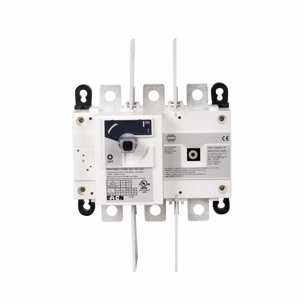 Eaton rotary disconnect switch, 200 A, Non-fusible, Three-pole, Switch body, R9 Series, 600 V, D frame
