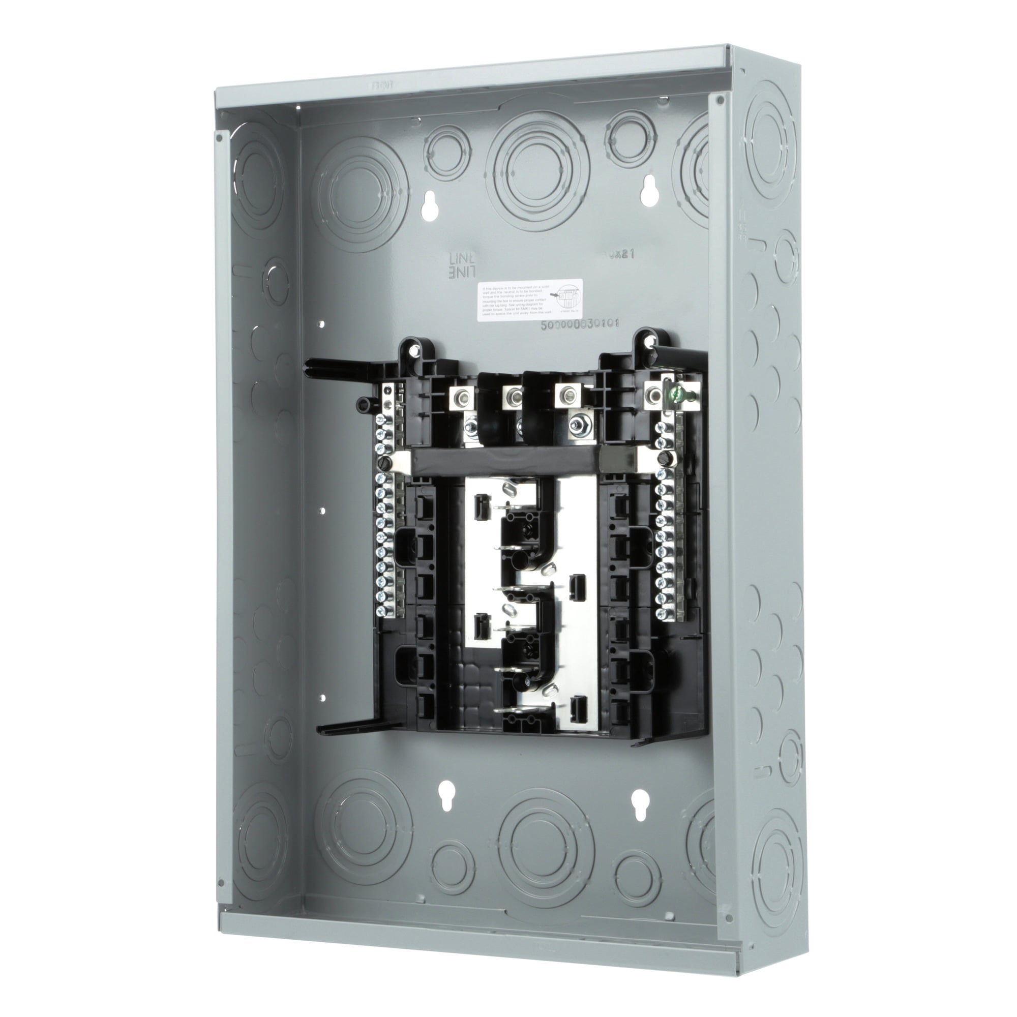  LOW VOLTAGE ES SERIES LOAD CENTER. MAIN LUG WITH 12 1-INCH SPACES ALLOWING MAX 24 CIRCUITS. 3-PHASE 4-WIRE SYSTEM RATED 120/240V OR 120/208V (125A) 100KA INTERRUPT. SPECIAL FEATURES ALUMINUM BUS, GRAY TRIM, NEMA TYPE1 ENCLOSURE FORINDOOR USE.