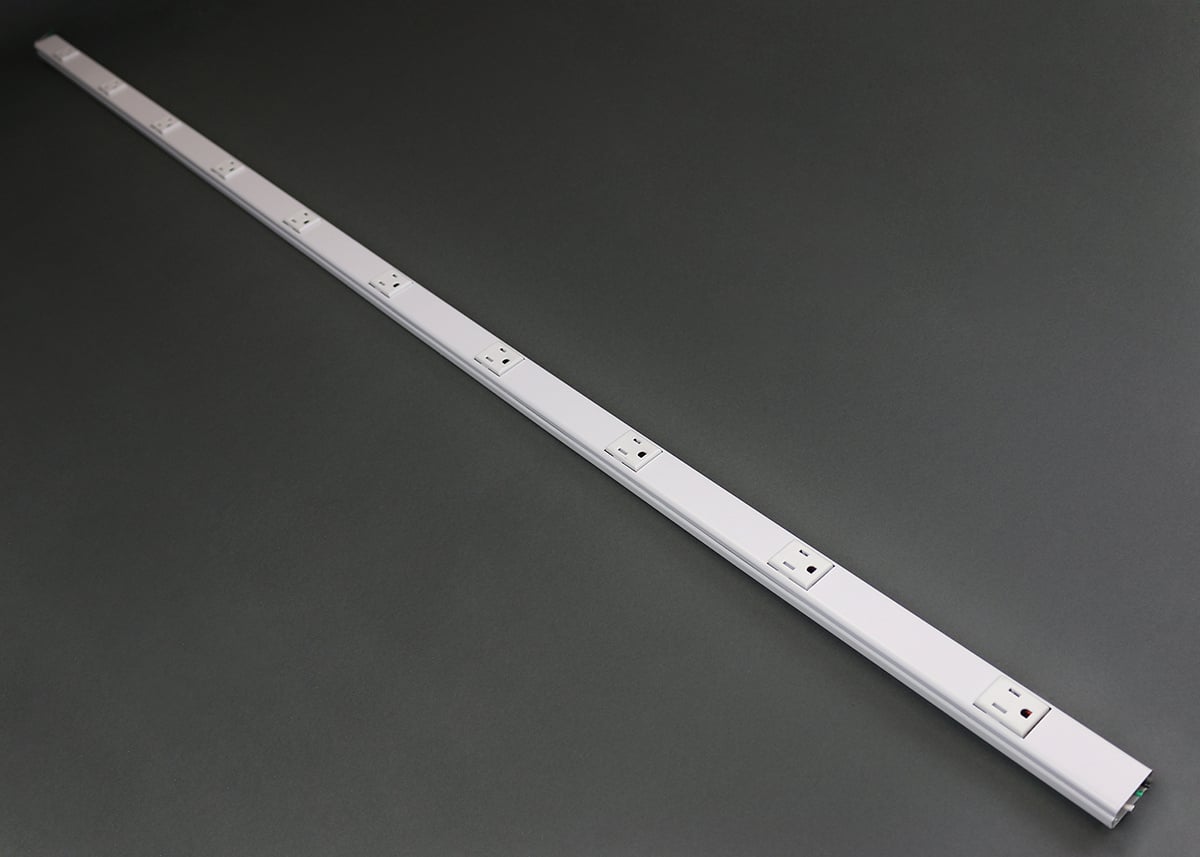 Plugmold Tamper-Resistant Multi-Outlet Strip; 3 Ft, 6 Outlets, Stainless Steel