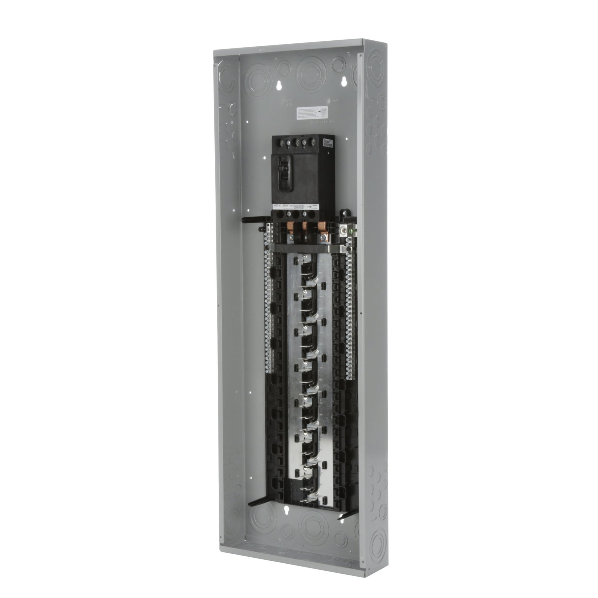  LOW VOLTAGE ES SERIES LOAD CENTER. FACTORY INSTALLED MAIN BREAKER WITH 42 1-INCH SPACES ALLOWING MAX 60 CIRCUITS. 3-PHASE 4-WIRE SYSTEM RATED 120/240V OR 120/208V (200A) 10KA INTERRUPT. SPECIAL FEATURES ALUMINUM BUS, GRAY TRIM, NEMA TYPE1 ENCLOSURE FOR INDOOR USE.